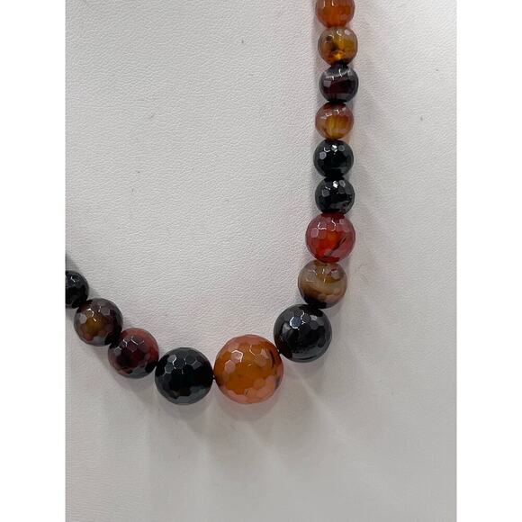 Faceted Carnelian Jasper Agate Quartz Graduated Necklace Healing Protection - Picture 13 of 13